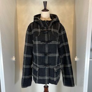 Old Navy Charcoal Plaid Jacket with zipper and toggle accents size Large